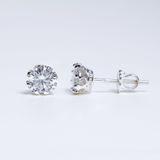  S925 Bông tai Vương miện chốt ren Ổ 5.4mm Chủ Mois Round D không tấm  see070.s1.m1.k 