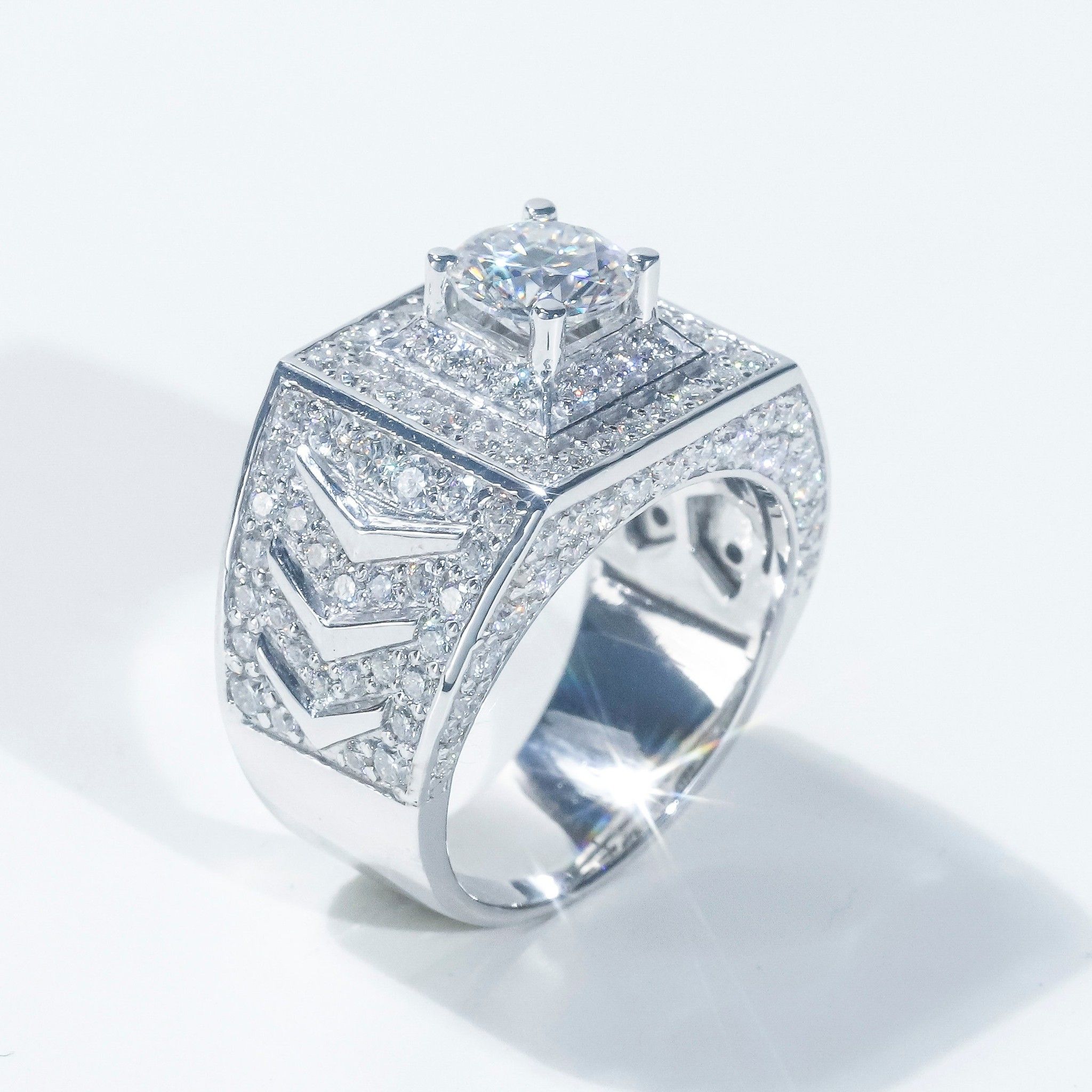  S925 Nhẫn nam Vertu bản to  Ổ 7,2mm Chủ Mois Round D tấm mois SRM116.M1.m 