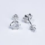  S925 Bông tai 6 chấu chốt ren Ổ 8.1mm Chủ Mois Round D không tấm  SEE075.M1.n 