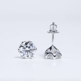  S925 Bông tai 6 chấu chốt ren Ổ 8.1mm Chủ Mois Round D không tấm  SEE075.M1.n 