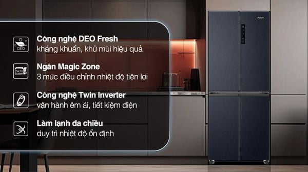Tủ lạnh Aqua Inverter 410 lít Multi Door AQR-M466XA(CBC)