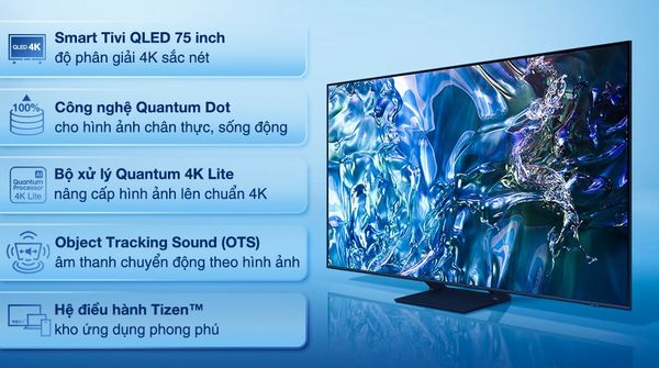 Smart Tivi Samsung 4K QLED 75 inch QA75Q60D