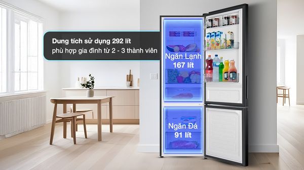 Tủ lạnh Aqua Inverter 292 lít AQR-B360MA(SLB)