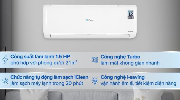 Điều hòa Casper 1 chiều Inverter 12000BTU TC-12IS36