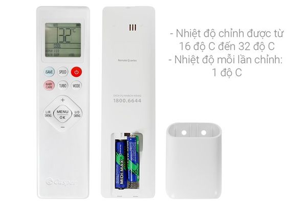 Điều hòa Casper Inverter 1 chiều 9000 BTU QC-09IU36A