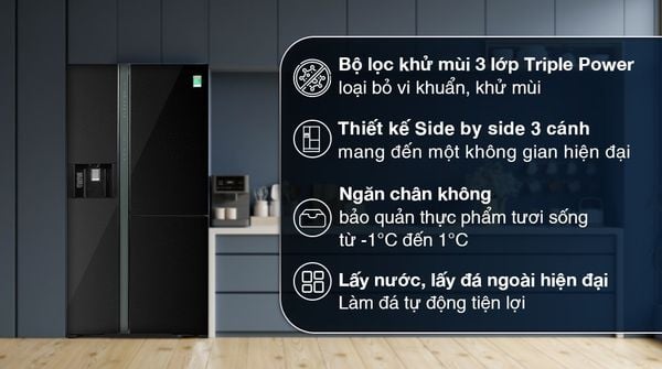 Tủ lạnh Hitachi Inverter 569 lít Side By Side R-MX800GVGV0 GBK