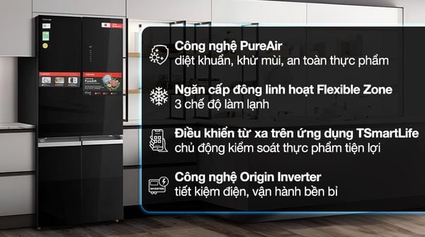 Tủ lạnh Toshiba 4 cánh Inverter 515 lít GR-RF677WI-PGV(22)-XK