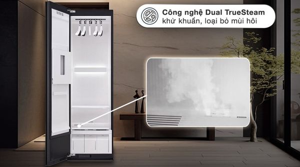Tủ chăm sóc quần áo thông minh LG Styler 5 móc be SC5MBR80H cảm ứng LCD