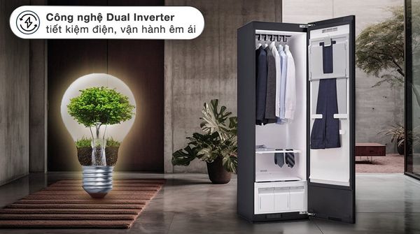 Tủ chăm sóc quần áo thông minh LG Styler 5 móc be SC5MBR80H cảm ứng LCD