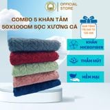  Combo 5 khăn tắm lông cừu sọc xương cá 100*50cm Thai Binh Towel, siêu mềm siêu thấm hút, 5 màu khác nhau Nhà Tắm khantam  50x100 khan tam khan  long khăn  tắm 