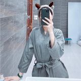  Áo choàng tắm cao cấp THAI BINH TOWEL 100 % chất cotton tổ ong đẹp cho khách sạn, du lịch, nghỉ dưỡng, Spa, Đi Biển, Đi Ngủ Nữ Women Dress Trắng 