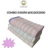  Combo 3 Khăn tắm 60x120cm, loại mỏng xuất Nhật dư THAI BINH TOWEL kẻ sọc Dùng Để làm khăn tắm Siêu Mềm Mại Thấm Hút Cotton Nhà Tắm khăn gia dinh 
