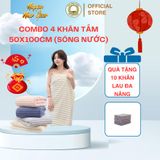  (Mua 1 tặng 10 khăn lau bếp) Bộ 4 khăn tắm sóng nước 50x100cm cao cấp THAI BINH TOWEL làm từ sợi Microfiber siêu mềm mịn, thấm hút nước  Nhà Tắm - khanlongcuu khăn gia dinh khan  long cuu 