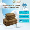COMBO 5 khăn COTTON cao cấp (2 Khăn Tắm to 60x120cm, 3 Khăn Mặt 28x50cm)  THAI BINH TOWEL % Cotton Siêu Thấm Hút  Nhà Tắm vàng nâu chống vi khuẩn khan khăn  tang khăn  tắm