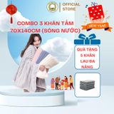  Combo 3 khăn tắm sóng nước 70x140cm cao cấp Thai Binh Towel - Lông cừu Hàn Quốc, sợi Microfiber siêu mềm mịn, thấm hút nước tốt 