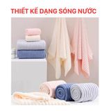  Combo 4 khăn tắm sóng nước 50x100cm cao cấp (Tặng 10 khăn lau bếp) THAI BINH TOWEL làm từ sợi Microfiber siêu mềm mịn, thấm hút nước  Nhà Tắm - longcuu khan  long cuu khăn gia dinh 