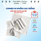  Combo 50 khăn lau bếp vuông trắng 25x25 ThaiBinh towel làm từ sợi cotton cao, khăn lau bếp đa năng làm khăn lau bàn, lau chén, lau tay. 