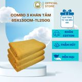  Combo 3 Khăn tắm 65x130cm THAI BINH TOWEL 100% Cotton xuất Nhật mềm mại không xổ lông không phai Nhà Tắm khăn  tang màu vàng 