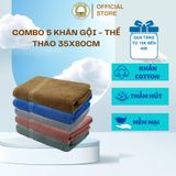  COMBO 5 khăn Gội Đầu 35x80cm THAI BINH TOWEL Cotton 100% Mềm Mại Siêu Thấm Hút Không Xù Bông LINH Nhà Tắm Khăn Tắm khăntam 