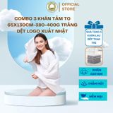  Combo 3 Khăn Tắm Khách Sạn  xuất Nhật 65X130CM -380g-400g { Dệt logo} THAI BINH TOWEL Cotton 100% Mềm Mại Siêu Thấm Hút Không Xù Bông  Nhà Tắm khăn  tang trắng khăn  tắm 