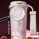  Ly Giữ Nhiệt Cao Cấp GERM BST Hoa Anh Đào - Màu Hồng Trắng 500ml - Inox 316L Nguyên Khối 