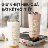  Ly Giữ Nhiệt Cao Cấp GERM BST Hoa Huệ Thung Lũng - Hồng 500ml – Inox 316L Nguyên Khối 