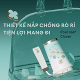  Ly Giữ Nhiệt Cao Cấp GERM BST Cỏ Bốn Lá - Màu Trắng 390ml - Inox 316L Nguyên Khối 