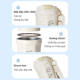  Ly Giữ Nhiệt Cao Cấp GERM BST Hoa Huệ Thung Lũng - Màu Trắng Kem 390ml - Inox 316L Nguyên Khối 