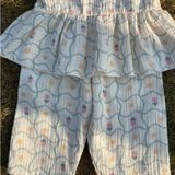  Bộ hai dây bé gái quần lửng xô muslin Lá Homewear A279, bộ đồ hè bé gái mát nhẹ dễ thương áo dây xòe quần suông 