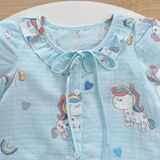  Đồ ngủ bé gái tay ngắn quần dài vải xô cotton Lá Homewear A261, pizama bé gái họa tiết unicorn dễ thương 