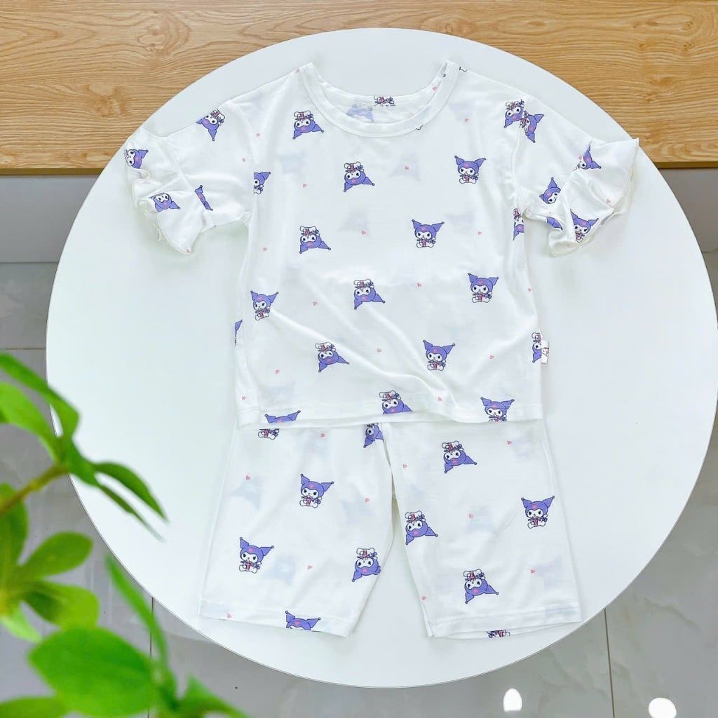  Bộ lửng bé gái Tencel Lycra mỏng mát lạnh Lá Homewear A260, đồ mặc hè cho bé họa tiết dễ thương kuromi melody 
