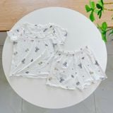  Bộ cộc tay bé gái Tencel Lycra mỏng mát lạnh Lá Homewear A266, bộ đùi bé gái mặc hè cổ tròn bèo xinh xắn kuromi 