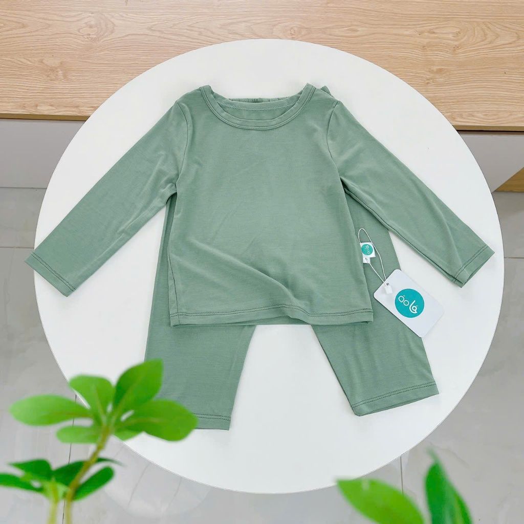  Bộ dài tay cho bé 95% sợi sồi Modal Áo Lá Homewear A221, pizama bé trai gái bốn mùa mát lạnh mềm mướt 