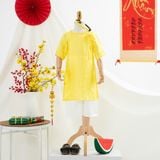  Áo dài Tết bé gái lụa tơ mát sang trọng, áo dài truyền thống cho bé AD01 Áo Lá Homewear 