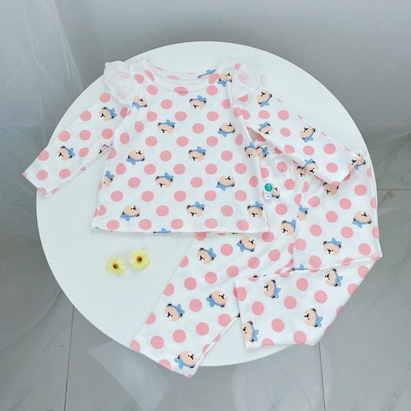  Đồ ngủ dài tay cho bé thun cotton dày dặn Áo Lá Homewear A196, bộ ngủ cotton cho bé nằm điều hòa thấm hút cao 