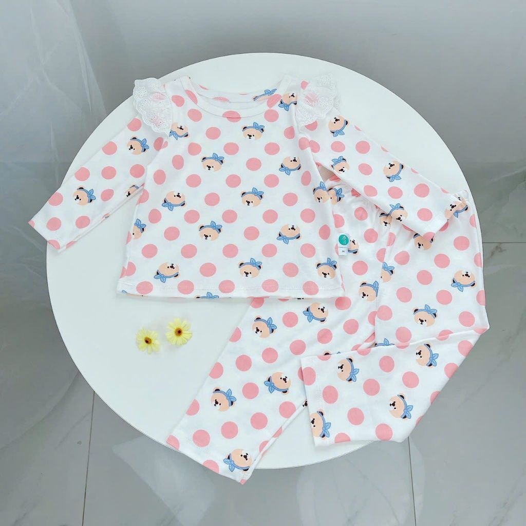  Đồ ngủ dài tay cho bé thun cotton dày dặn Áo Lá Homewear A196, bộ ngủ cotton cho bé nằm điều hòa thấm hút cao 