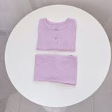  Bộ ngủ cho bé tay lỡ quần dài vải thun tăm Áo Lá Homewear A155, pijama cho bé trai và gái mặc ngủ bốn mùa siêu mềm mát 