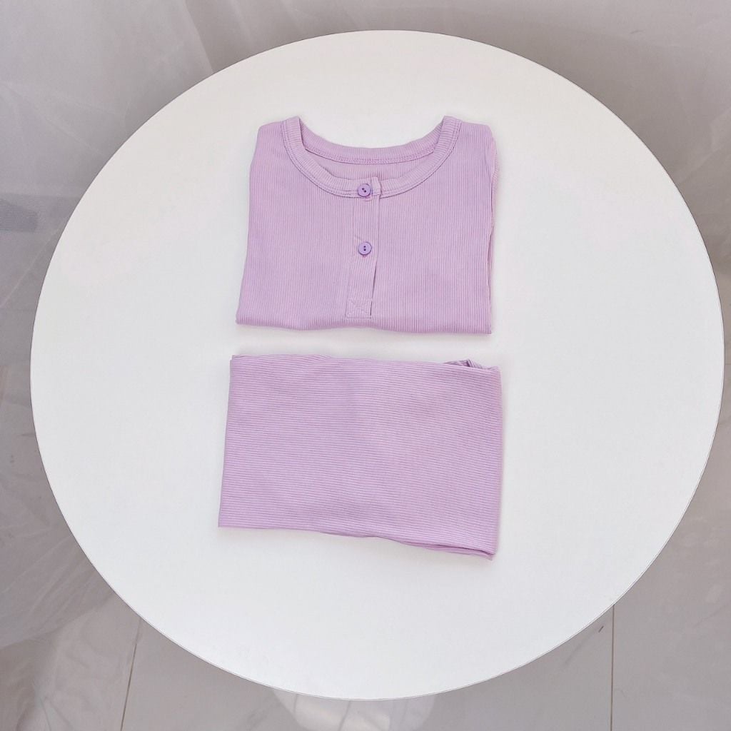  Bộ ngủ cho bé tay lỡ quần dài vải thun tăm Áo Lá Homewear A155, pijama cho bé trai và gái mặc ngủ bốn mùa siêu mềm mát 