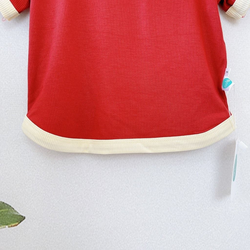  Bộ đồ bé trai thun tăm lạnh rayon Áo Lá Homewear A158 cộc tay quần đùi hình gấu áo vạt bầu 