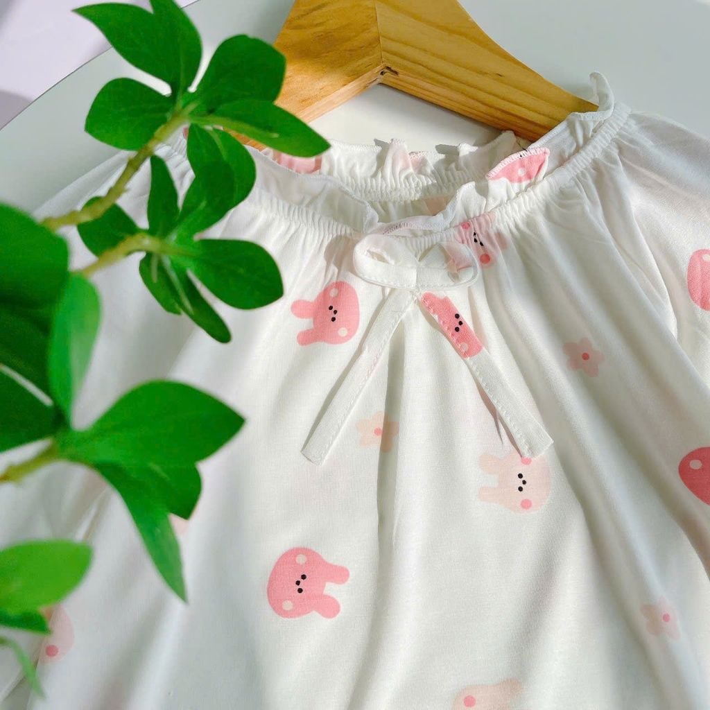  Bộ dài tay cho bé gái 95% sợi sồi Modal Ice Cool Áo Lá Homewear A238 mềm mướt mát lạnh babydoll họa tiết đáng yêu 