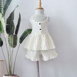  Bộ hai dây bé gái mặc hè xô muslin Áo Lá Homewear A121, đồ bộ hè bé gái quần đùi xô đũi babydoll dễ thương 