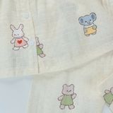  Pijama cho bé gái tay ngắn quần dài vải xô cotton Áo Lá Homewear A103, đồ bộ xô bé gái babydoll họa tiết dễ thương 