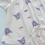  Bộ hè bé gái Tencel Lycra mỏng mát lạnh Lá Homewear A267, bộ cộc tay cho bé quần đùi babydoll kuromi melody 