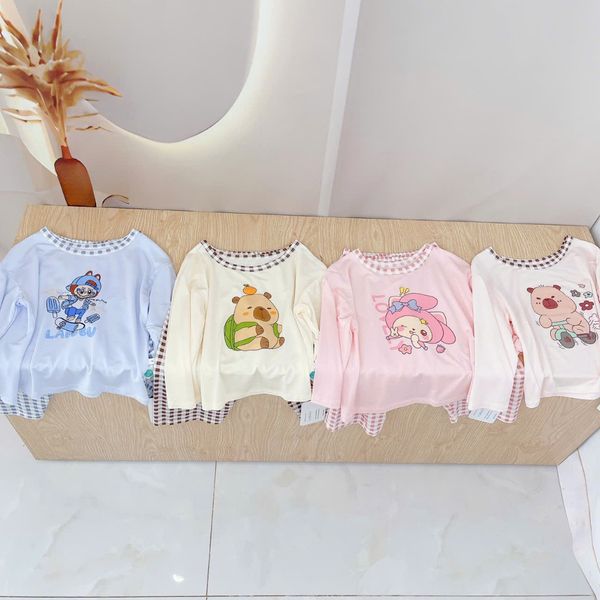 Bộ dài tay cho bé 95% sợi sồi Modal Áo Lá Homewear A209, pijama cho bé gái trai mềm mướt mát lạnh caro capybara kuromi 