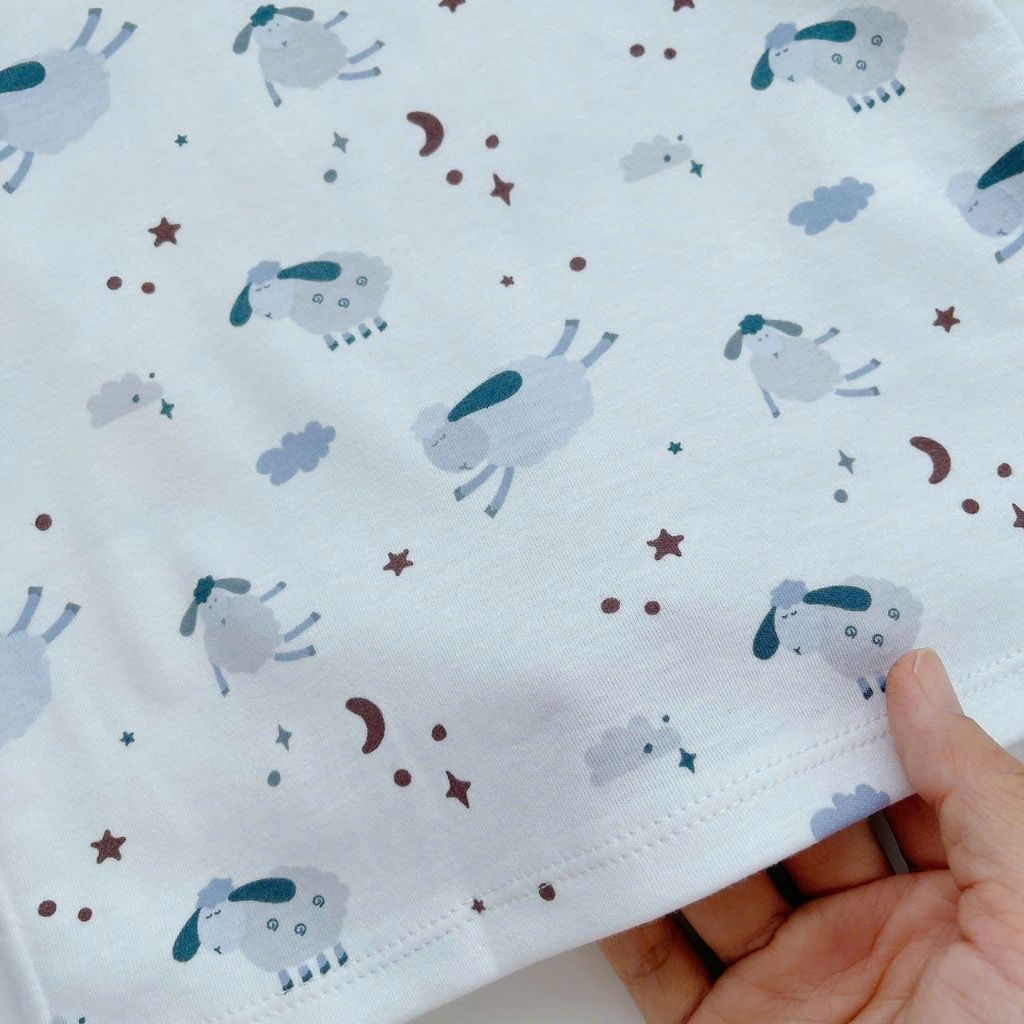  Đồ ngủ dài tay cho bé thun cotton dày dặn Áo Lá Homewear A196, bộ ngủ cotton cho bé nằm điều hòa thấm hút cao 