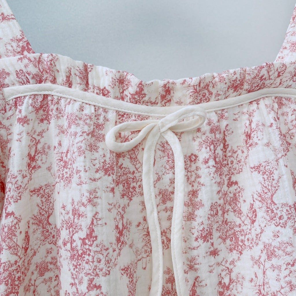  Bộ mặc nhà nữ xô muslin Áo Lá Homewear  A153, đồ bộ lửng nữ cho mẹ, đồ đôi mẹ bé 