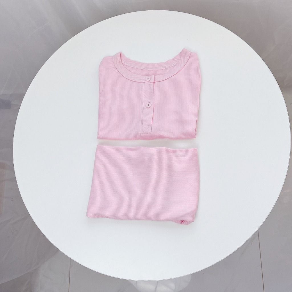  Bộ ngủ cho bé tay lỡ quần dài vải thun tăm Áo Lá Homewear A155, pijama cho bé trai và gái mặc ngủ bốn mùa siêu mềm mát 