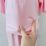  Bộ ngủ cho bé tay lỡ quần dài vải thun tăm Áo Lá Homewear A155, pijama cho bé trai và gái mặc ngủ bốn mùa siêu mềm mát 