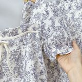  Bộ mặc nhà nữ xô muslin Áo Lá Homewear  A153, đồ bộ lửng nữ cho mẹ, đồ đôi mẹ bé 