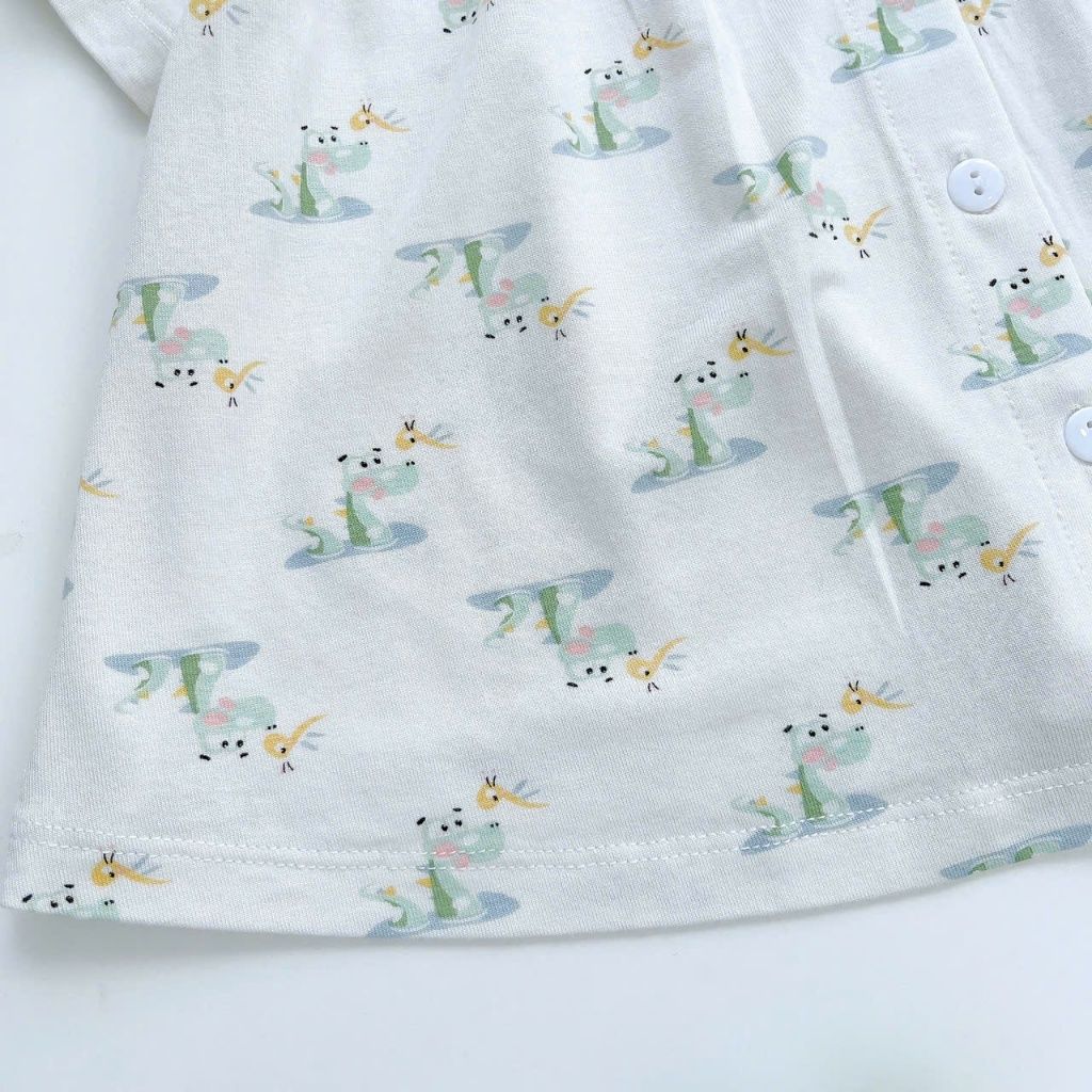  Bộ ngủ bé gái thun lụa mềm mát Áo Lá Homewear A210, đồ ngủ tay ngắn quần dài bé gái 